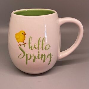 Mug Chick “HELLO SPRING” Green White Yellow NWOT